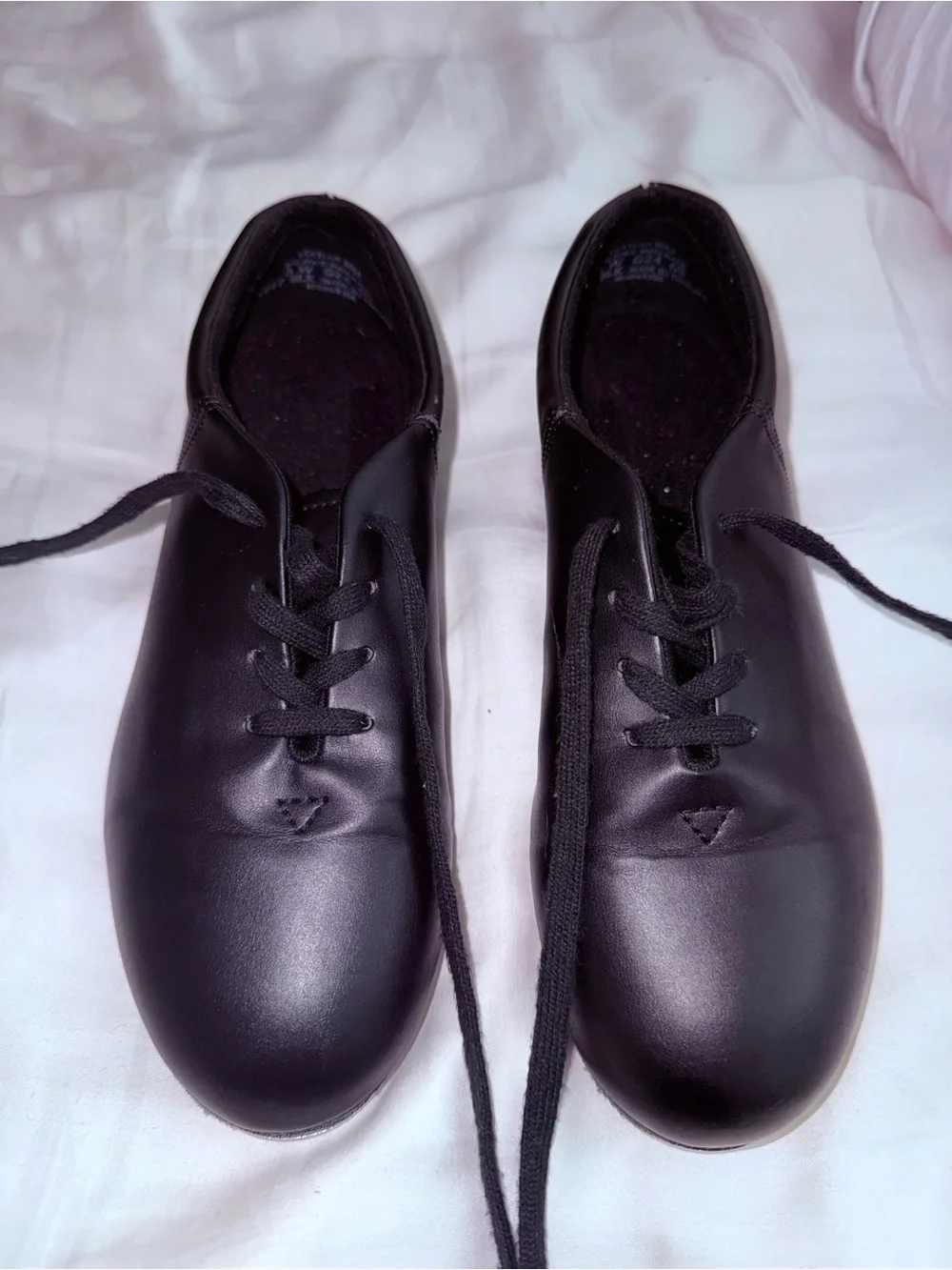 Capezio Tap Dance Shoes Black Leather Lace-Up Women’s 8 WIDE - very good, No Box